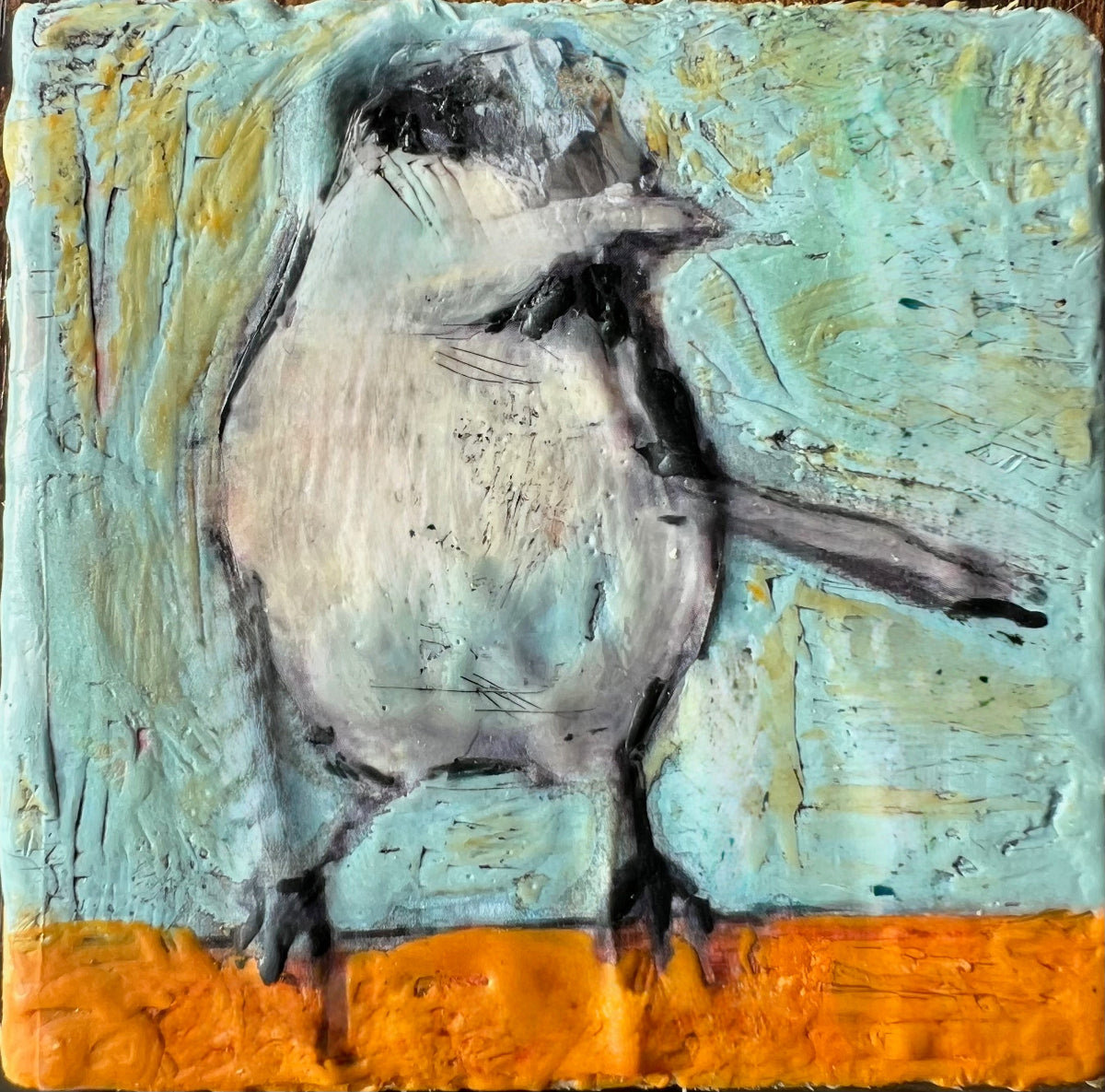 Winter Make and Take:  Encaustic chickadee